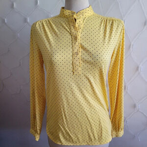 Vintage Andrew St. John Polka-Dot Tunic Top • Yellow w/ Black • Fits Small